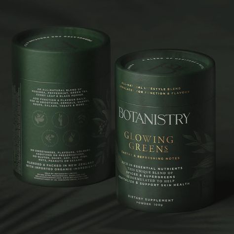 Pearlfisher on Instagram: “The BOTANISTRY brand is taking on the wellness category with the launch of an initial range of dietary supplements, including 4 herb, spice…” Dark Green Packaging, Supplements Branding, Supplement Branding, Greens Supplement, Green Packaging, Website Color Palette, Black Garlic, Property Design, Hair Tonic