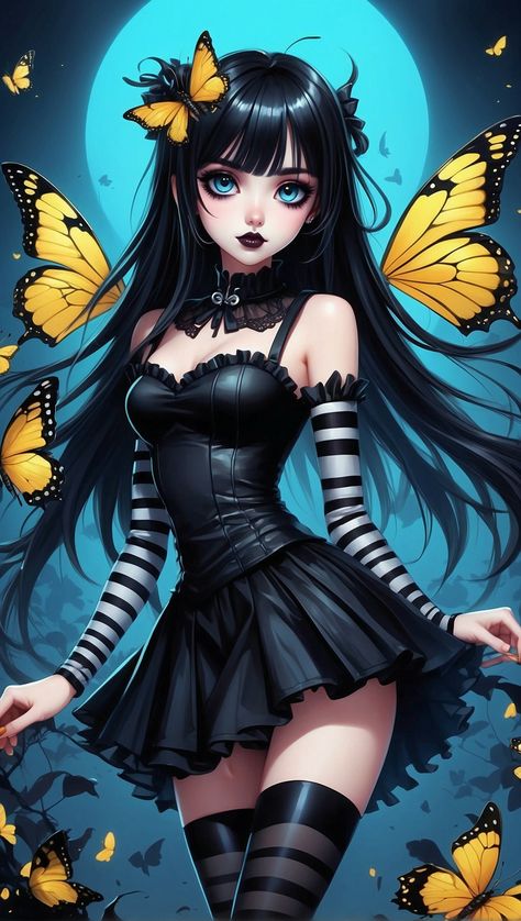 Night of the Butterflies 🦋 Scary Butterfly Wallpaper, Gothic Fairy Wallpaper, Dark Fairy Anime, Gothic Fairy Art, Dark Fairy Artwork, Gothic Faries Dark Fairies, Fairy Wallpaper, Gothic Fairy, Gothic Wallpaper