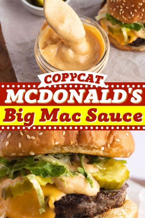 Turn all your burgers into Big Macs with this copycat McDonald's Big Mac sauce. It's sweet, tangy, and even better than the original! And it's easy to make. Big Mac Sauce Recipe Copycat, Homemade Creamer, Mcdonald's Big Mac, Big Mac Sauce Recipe, Mac Sauce Recipe, Homemade Big Mac, Big Mac Sauce, In And Out Burger, Mac Sauce