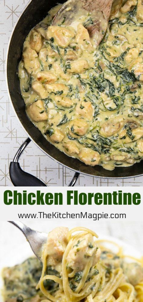 Chicken And Pasta Dinner, Easy Chicken Florentine, Mushroom Parmesan, Chicken Florentine Pasta, Chicken Florentine Recipe, Chicken Pasta Salad Recipes, Spinach Sauce, Florentines Recipe, Chicken Florentine