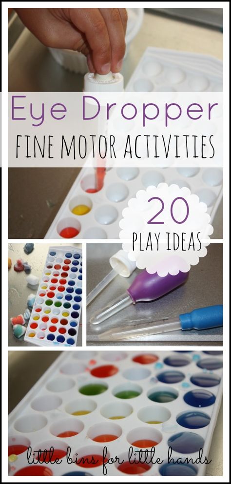 Eye Dropper Fine Motor Activities {A-Z Fine Motor Materials} Little Bins For Little Hands. 20 activities to try from us and other great bloggers! Preschool Fine Motor Skills, Funky Fingers, Diy Montessori, Eye Dropper, Fine Motor Activities For Kids, Preschool Fine Motor, Gross Motor Activities, Fine Motor Skills Activities, Motor Skills Activities