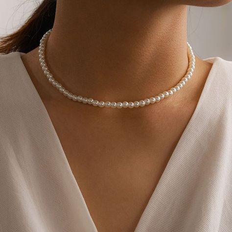 Yongge - Faux Pearl Choker Pearl Necklace Choker, Necklace With Pearls, Birthday Necklace Gift, Reflecting Light, Necklace For Girlfriend, Pearl Choker Necklace, Gold Necklace Women, Trendy Necklaces, Faux Pearl Necklace