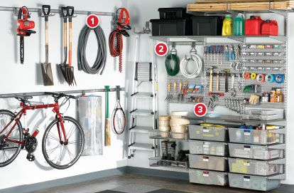 Platinum Elfa Utility Deluxe Garage Home Depot Garage Storage, Rinnovo Garage, Elfa Closet System, Organized Garage, Storage Shed Organization, Overhead Garage Storage, Shed Organization, Garage Storage Systems, Utility Shelves