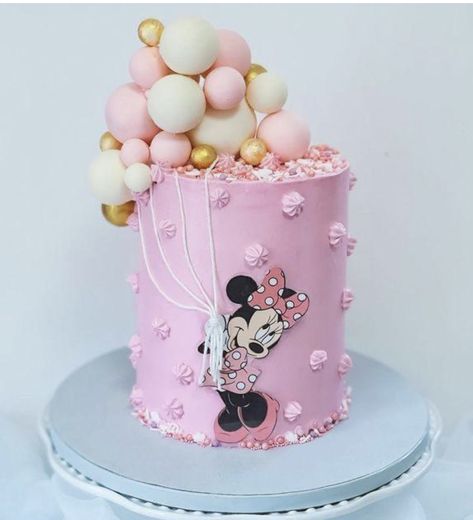 Minnie Theme Cake, Birthday Cake Minnie Mouse Pink, Minnie 2nd Birthday Cake, Disney 1st Birthday Cake, Pink Minnie Mouse Birthday Cake, Pink Minnie Cake, Tort Minnie Mouse, Minnie Mouse Cake Buttercream, Mini Maus Cake