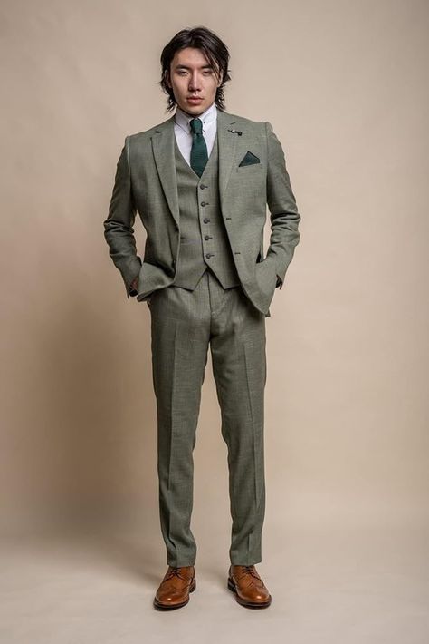 Street Style Suit Men, English Suits Men, Sage Green Prom Suit, Sage Green Suit Wedding, Sage Suit, Summer Wedding Men, Sage Green Suit, Sage Blazer, Green Suit Men