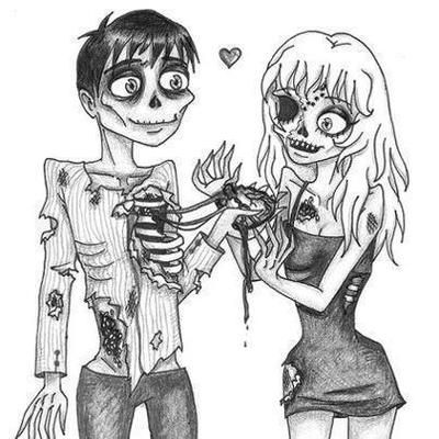 Cute Zombie couple. Zombie Couple, Zombie Love, Emo Couples, Cute Zombie, Couple Drawing, Zombie Art, Pop Art Canvas, Scary Art, Couple Drawings