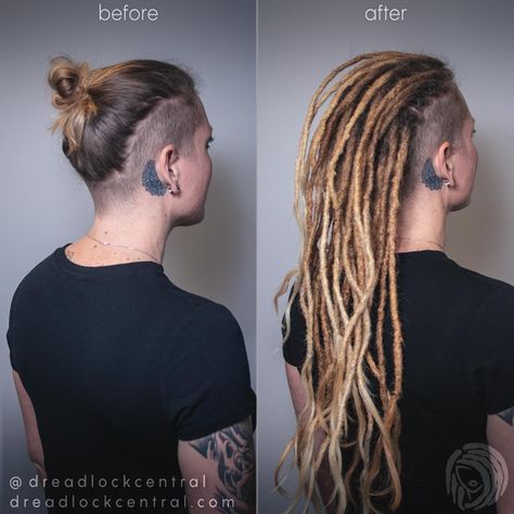 Dreds Locs Undercut, Half Shaved Dreadlocks, Undercut With Dreads Women, Mohawk With Extensions, Dread Undercut Women, Undercut Dreadlocks Women, Undercut With Dreads, Dreadlock Mohawk Women, Mohawk With Dreads