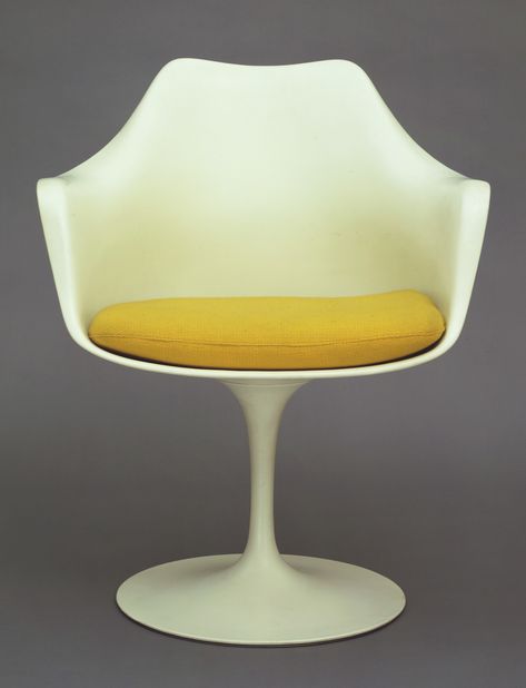 Eero Saarinen. Tulip Armchair (model 150). 1955-56. Knoll Associates, New York, NY. Fiberglass-reinforced polyester and cast aluminum. 31 1/2 x 25 1/4 x 23 1/2" (80 x 64.1 x 59.7 cm). Gift of the manufacturer. 149.1958. Architecture and Design Eero Saarinen Tulip Chair, Tulip Chair Saarinen, Tulip Armchair, Tulip Chair, Eero Saarinen, Chaise Design, Take A Seat, Cool Chairs, Mid Century Modern Furniture