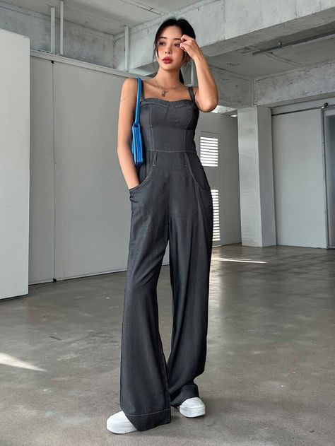 Catsuit Outfit Jumpsuits, Catsuit Outfit, Comfy Jumpsuits, Cami Jumpsuit, Dark Gray Color, Dark Grey Color, Clothes Horse, Catsuit, Body Measurements