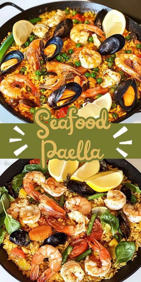 Craving a flavor-packed seafood feast? This Seafood Paella is the answer! 🦐🦑 With a rich combination of saffron, fresh seafood, and aromatic veggies, this Spanish-inspired dish is an absolute showstopper. Whether you’re serving a crowd or enjoying a cozy meal at home, Seafood Paella is easy to prepare and will impress everyone at the table. 🍴 #SeafoodPaella #PaellaRecipe #OnePanMeals #SeafoodLovers #MediterraneanFood #SpanishCuisine #DinnerParty #QuickPaella #HealthyDinner #EasyMeals Homemade Paella, Seafood Paella Recipe, Easy Paella, Paella Recipe Seafood, Seafood Feast, Paella Recipe, Seafood Paella, Shrimp Dinner, Spanish Cuisine