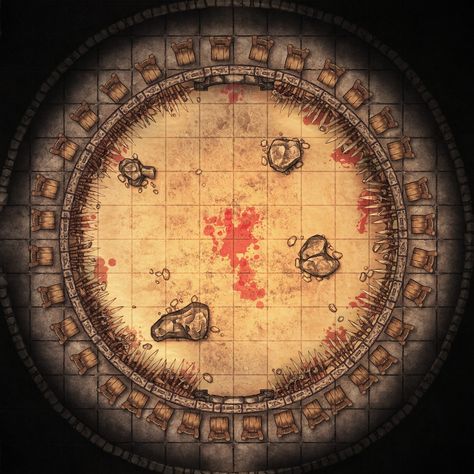 The Blood Pit! Part of tommorow's battlemap release, "Arena of the Warrior Cult"! . . . . #dnd #dnd5e #battlemap #dndmap #battlemaps #dungeonmaster Dnd Arena Battlemap, Arena Map Dnd, Dnd Carnival, Arena Battlemap, Desert Dnd, Arena Map, Grid Rpg, Maps Rpg, Gladiator Games