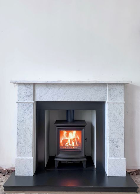 Bristol stove installer - TJDavy Focal Fires, Wood burning and multifuel stove and fireplace installation - Gallery Marble Fire Surround With Log Burner, Marble Fire Surround, Fireplace Installation, Victorian Renovation, Slate Hearth, Wood Fuel, Room Green, Fire Surround, Multi Fuel Stove