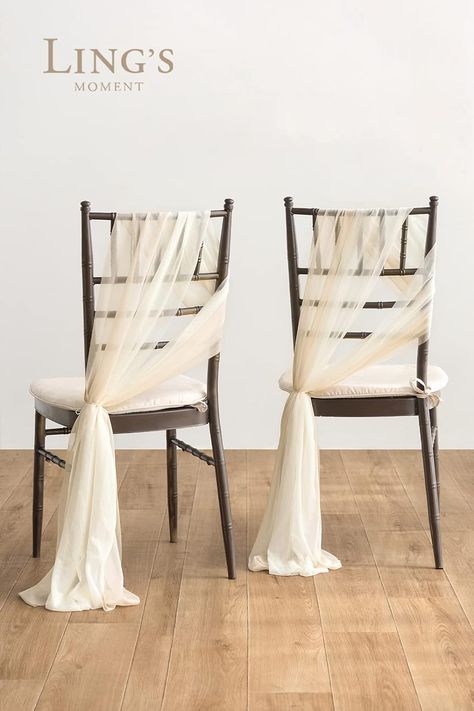 Amazon.com: Ling's Moment Dusty Rose & Cream Chair Sashes for Wedding 16pcs (Set of 8) Chiffon Chair Covers Wedding Aisle Decorations for Ceremony, Party, Banquet : Home & Kitchen Aisle Chair Decor, Wedding Chair Sashes, Pew Decorations, Aisle Decorations, Party Chairs, Chair Bows, Wedding Chair Decorations, Draping Fabric, Chair Decor