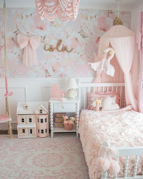 All posts • Instagram Toddler Girl Pink Bedroom, Toddler Girl Princess Bedroom, Toddler Pink Bedroom, Pink Toddler Girl Room, Girly Bedroom Ideas For Kids, Pink Floral Bedroom, Pink Toddler Rooms, Ikea Inspired Kid's Room, Girls Princess Bedroom