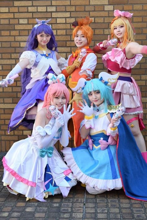 Glitter Force Cosplay, Glitter Force Costume, Precure Cosplay, Power Rangers Cosplay, Aesthetic Princess, Animegao Kigurumi, Suit Cosplay, Hero Time, Singing Group