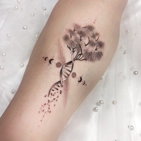 Dna Tree Tattoo, Dna Tattoo Ideas, Evolution Tattoo, Dna Tree, Roots Tattoo, Dna Tattoo, Astrology Tattoo, Geometric Sleeve Tattoo, Bamboo Tattoo