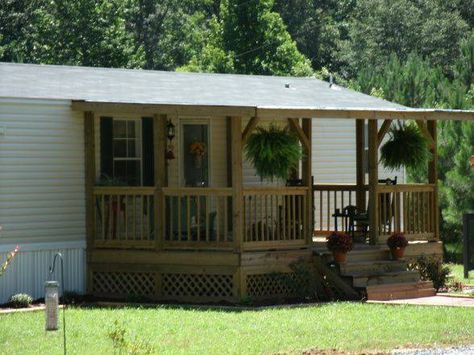 Manufactured Home Porch Ideas, Mobile Home Porches, Mobile Home Deck, Manufactured Home Porch, Simple Front Porch, Trailer House, Deck Plan, Porch Kits, Manufactured Home Remodel