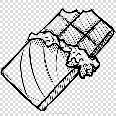 A Dessert Drawing, Chocolate Bar Sketch, How To Draw A Chocolate Bar, Food Drawing Black And White, How To Draw Chocolate, Chocolate Drawing Cute, Chocolate Bar Tattoo, Chocolate Tattoo Ideas, Candy Bar Drawing