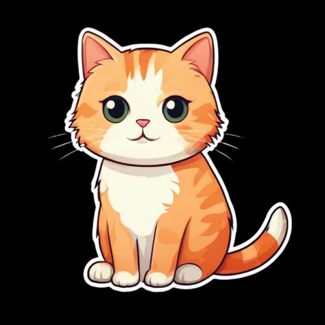 Orange color cute cat sticker Orange Cat Doodle, Orange Cat Cartoon, Random Doodles, Cat Doodle, Cat Vector, Sitting Position, Orange Cats, Case Hp, Orange Cat