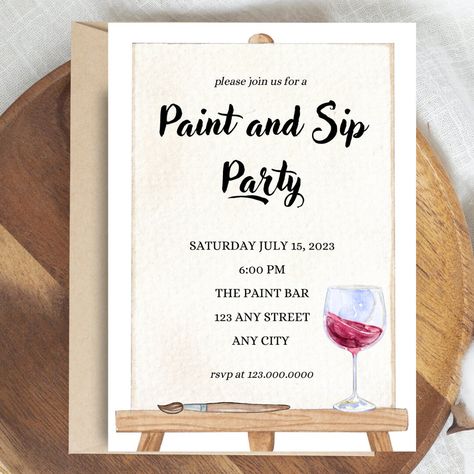 Paint And Sip Ideas Parties Decorations, Wine Paint Party, Craft Night Party, Golf Events, Sip And Paint, Monogram Painting, Paint Bar, Wine Painting, Wine Event