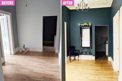 Woman revamps her hallways on a budget using B&Q paint for £15 and a £30 chair from Facebook – and people love it Good Home Paint B&q, Ball Pit With Slide, Valspar Paint, Home Paint, Ball Pit, Ikea Furniture, Hand Mirror, Facebook Group, House Painting