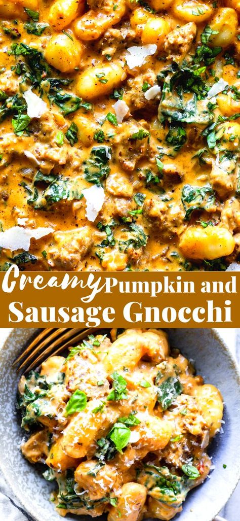 Gnocchi Olive Garden, Sauce For Gnocchi, Gnocchi Pumpkin, Kale And Sausage, Easy Gnocchi, Sausage Gnocchi, Gnocchi Sauce, Pumpkin Sausage, Pumpkin Recipes Dinner