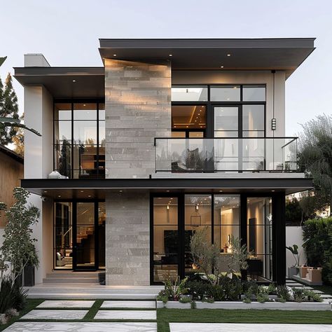 Two Story Modern House Exterior, 2 Stories Modern House, 2 Storey Minimalist House Design, Modern 2 Story House Exterior, Modern House Floor Plans 2 Story, Modern House Design 2 Storey, Modern Home Design Exterior, Loft House Exterior, Modern Contemporary House Exterior