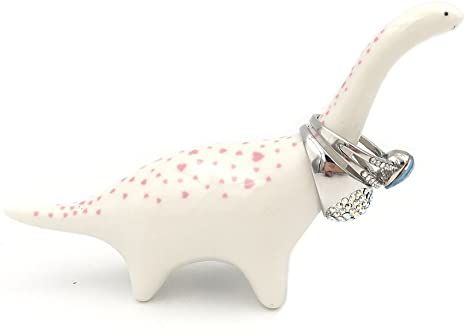 AmazonSmile: OYLZ Adorable Little Ceramic Dinosaur Jewelry Ring Holder with Pink Heart Spot: Home & Kitchen Dinosaur Ring Holder, Wedding Ring Display, Ceramic Dinosaur, Dinosaur Ring, Dinosaur Jewelry, Ring Display, Clay Crafts Air Dry, Ceramic Rings, Ring Displays