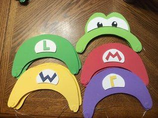 Mario Party 10 Character Hats: 4 Steps Mario Und Luigi, Mario Kart Party, Mario Crafts, Mario Hat, Super Mario Bros Birthday Party, Mario E Luigi, Mario Bros Birthday, Mario Bros Party, Party Characters