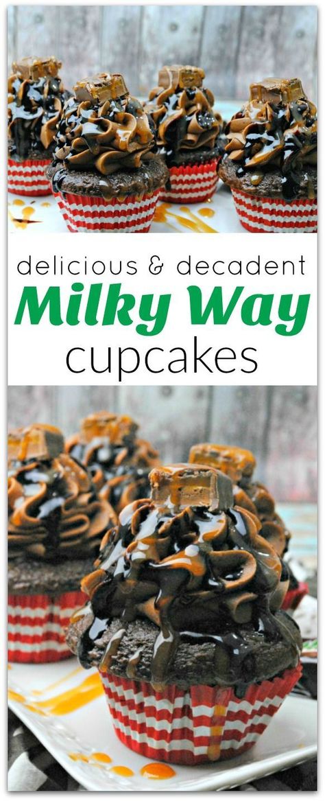 Milky Way Candy Bar, Milky Way Candy, Candy Bar Cupcakes, Cake Delicious, Candy Cupcake, Cupcake Flavors, Köstliche Desserts, Yummy Cupcakes, Dessert Cupcakes