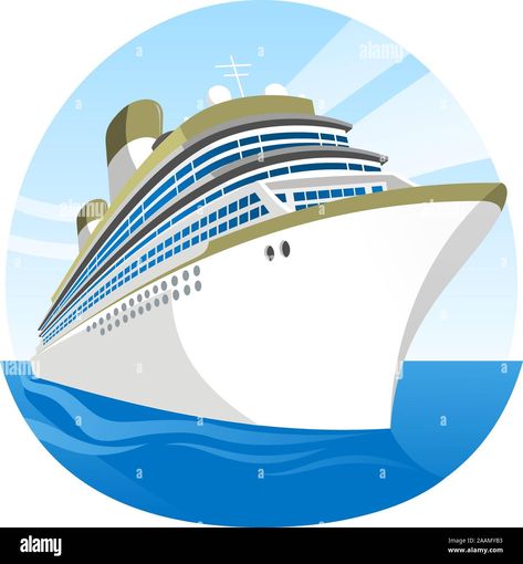 Download this stock vector: Cruise Ship Sea Holidays vector illustration cartoon. - 2AAMYB3 from Alamy's library of millions of high resolution stock photos, illustrations and vectors. Ship Vector, Coastal Wallpaper, Sea Wedding, Cruise Liner, Champagne Label, Illustration Cartoon, Sea Waves, Party Flyer, Free Clip Art