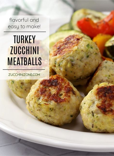 Turkey zucchini meatballs recipe by Zucchini Zone. Turkey zucchini meatballs are the perfect way to add lean protein and extra veggies to your next meal! Mixed in a single bowl then popped in the oven, these meatballs are perfect for meal prep and freeze beautifully. #turkeymeatballs #turkeyzucchinimeatballs #zucchini #meatballs #bakedmeatballs #recipe #dinnerideas Oven Baked Turkey Meatballs, Turkey Zucchini Meatballs, Turkey Zucchini, Baked Potato Slices, Zucchini Meatballs, Asparagus Recipes Roasted, Sausage Meatballs, Turkey Meatballs Baked, Asparagus Recipes