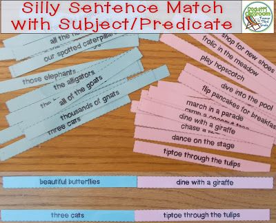 Teaching sentence structure just got super silly!  Check out how to introduce the subject and predicate of a sentence in an engaging and interactive way. Subject Predicate Activities, Subject And Predicate Games, Teaching Sentence Structure, Subject Predicate, Teaching Sentences, Silly Sentences, Find A Partner, 5th Grade Writing, 3rd Grade Writing