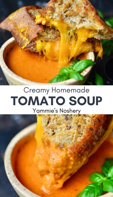 Creamy Tomato Soup Easy, Homemade Creamy Tomato Soup, Creamy Tomato Soup Recipe, Tomato Bisque Soup, Cream Of Tomato Soup, Tomato Soup Easy, Fresh Tomato Recipes, Tomato Soup Homemade, Canned Tomato Soup