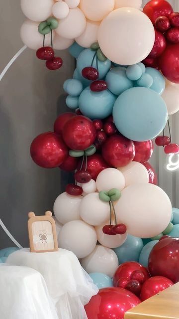 Balloon Color Schemes, Bridal Shower Balloons, Party Inspo, Cherry On Top, 18th Birthday, Blackpink Jisoo, Balloon Decorations, Pregnancy Photos, Birthday Decorations