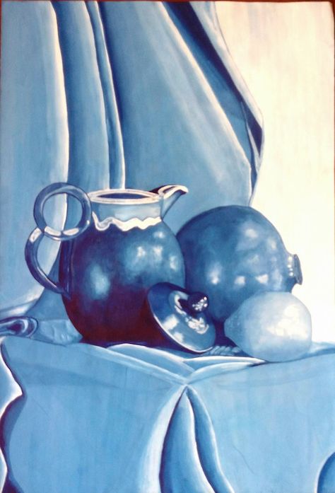 Still life poster colour monochrome Still Life Monochrome Painting, Monochrome Still Life Photography, Still Life Poster Colour Painting, Monochromatic Still Life Photography, Monochrome Painting Watercolor, Observe Photography, Painting Poster Color, Monotone Painting, Monochromatic Still Life