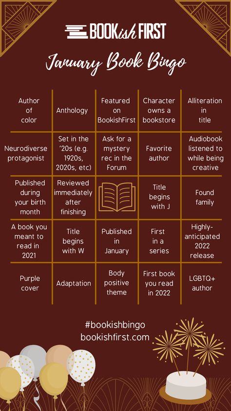 January 2022 Bookish Bingo - Book Talk / Bookish Bingo - BookishFirst Forum January 2024 Book Bingo, January Book Bingo, Winter Book Bingo, January Library Programs, Books Bingo, Bookish Bingo, Bookish Photos, Book Bingo, Reading Bingo