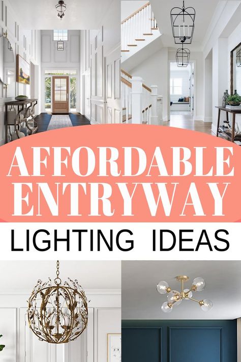 Illuminate your space with these welcoming entryway lighting ideas. From awkward spaces to low ceilings, we have included tips on choosing a foyer light that leaves a bright first impression of your home. Ideas for every space, style and budget. Flush Mount Entryway Lighting, Small Entryway Light Fixture, Entryway Light Fixture Low Ceiling, Entryway Lighting Ideas, Small Foyer Lighting, Entry Light Fixture, Foyer Lighting Fixtures Entryway, Kitchen Island Pendant Lighting, Entryway Pendant Lighting