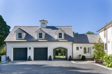 Classic Colonial Bedford NY — KIRTLEY CAMERON DESIGN Office For Her, Port Cochere, Indoor Outdoor Fireplace, Kitchen With Pantry, Pantry Bar, Modern Pool House, Indoor Outdoor Fireplaces, Family Room Addition, Garage Guest House