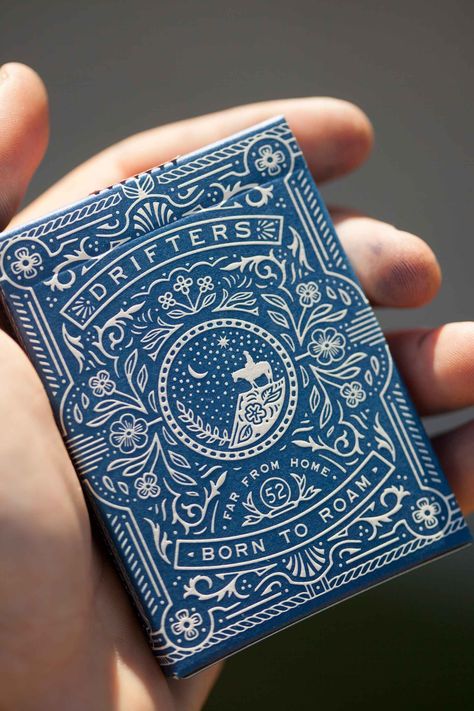 Clove St Press › Drifters Blue Tarot Cards Aesthetic, Leather Graphic Design, Tarot Card Graphic Design, Tarot Design Illustration, Christmas Packaging Design Inspiration, Packaging Design Aesthetic, Christmas Graphic Design Inspiration, Navy Polos, Navy Aesthetic