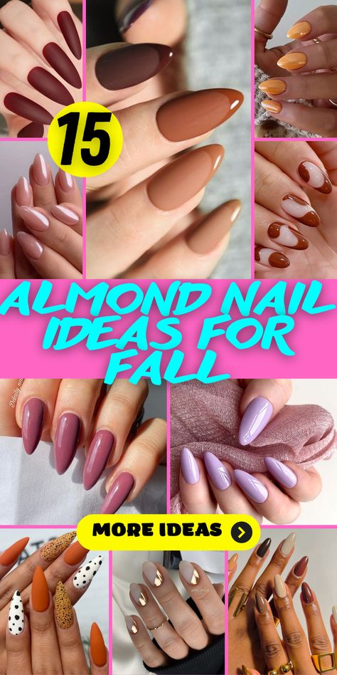 Fall Nails Ideas Almond Shape, Almond Nails Designs September 2023, 2023 Almond Nail Designs, Oval Shaped Fall Nails, Fall Nail Design Almond Shape, Almond Shape Fall Nail Designs, Autumn Nails Long Almond, Small Almond Nails Design Fall, Fall Nail Colors 2023 Almond Shape