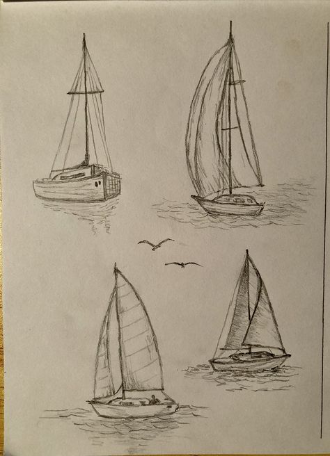 Sail Boat Sketches, Drawing Boats Ideas, Sailboat Sketch Simple, Sailboat Drawing Sketches, Lighthouse Pen Drawing, Micron Drawing Ideas, Simple Sailboat Painting, Doodle Inspo Aesthetic, Simple Sailboat Drawing