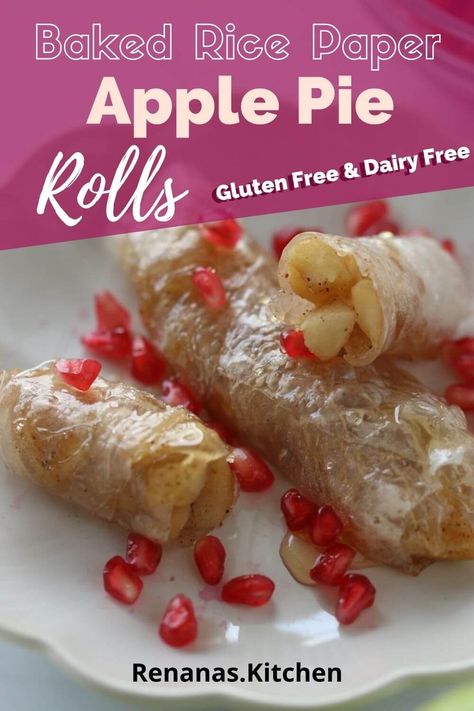 Apple Pie Rice Paper Rolls, Apple Pie Rolls, Turnover Dough, Apple Pie Turnovers, Pie Turnovers, Rice Paper Rolls Recipes, Sukkot Recipes, Rice Wrappers, Rice Paper Recipes