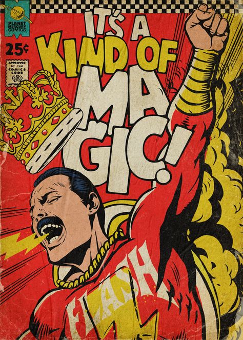 Freddie Mercury Reimagined as Comic ... Comic Book Characters Female, Comic Book Bedroom, Comic Book Makeup, Comic Book Wallpaper, Comic Book Display, Make A Comic Book, Lichtenstein Pop Art, Art Spiderman, Comic Book Template