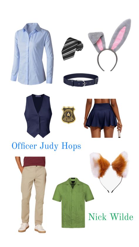 Zootopia Nick Wilde & Officer Judy Hops Judy Hops Costume, Nick Wilde Costume, Zootopia Costume, Judy Hopps Costume, Judy Hops, Halloween Couple Costume, Zootopia Nick Wilde, Zootopia Nick, Couple Cosplay