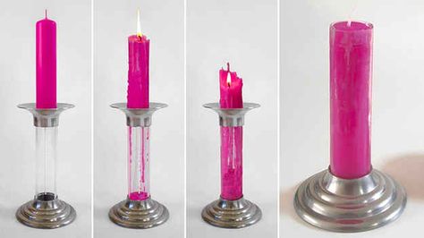 This never-ending candlestick. | 20 Home Furnishings That Are Borderline Magic Benjamin Shine, Inventions Sympas, Reusable Candle, Clever Inventions, Creative Inventions, Creative Candles, Astuces Diy, Creative Stuff, Candle Magic