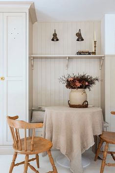 Mud Room Area, Kitchen Dining Nook, Built In Banquette, Shaker Style Cabinets, Faux Wood Beams, Charming Kitchen, English Cottage Style, Nevada City, Cottage Kitchens