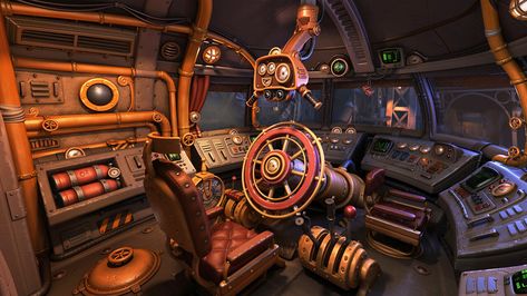 Michael Sormann - Spaceship Bridge Steampunk Airship Interior, Steampunk Spaceship Interior, Victorian Spaceship, Medieval Spaceship, Magic Spaceship, Submarine Spaceship, Inside Spaceship, Spaceship Bridge, Steampunk Spaceship