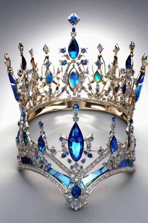 diamond and sapphire crown Sapphire Crown King, Beautiful Crowns, Sapphire Crown, Fantasy Crown, Crown Art, Diamond Crown, Silver Crown, Fantasy Jewelry, Tiaras And Crowns