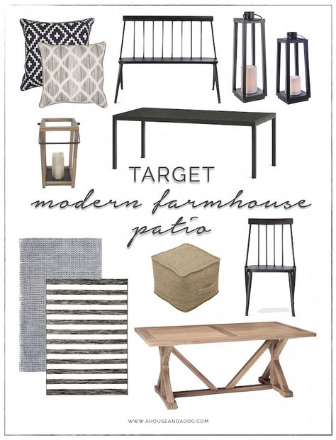 Modern Farmhouse Patio Furniture + Decor from Target | helloallisonblog.com Farmhouse Patio Furniture, Modern Farmhouse Patio, Farmhouse Patio, Target Home Decor, Apartment Patio, Modern Patio, Country Furniture, Farmhouse Furniture, Outdoor Patio Decor